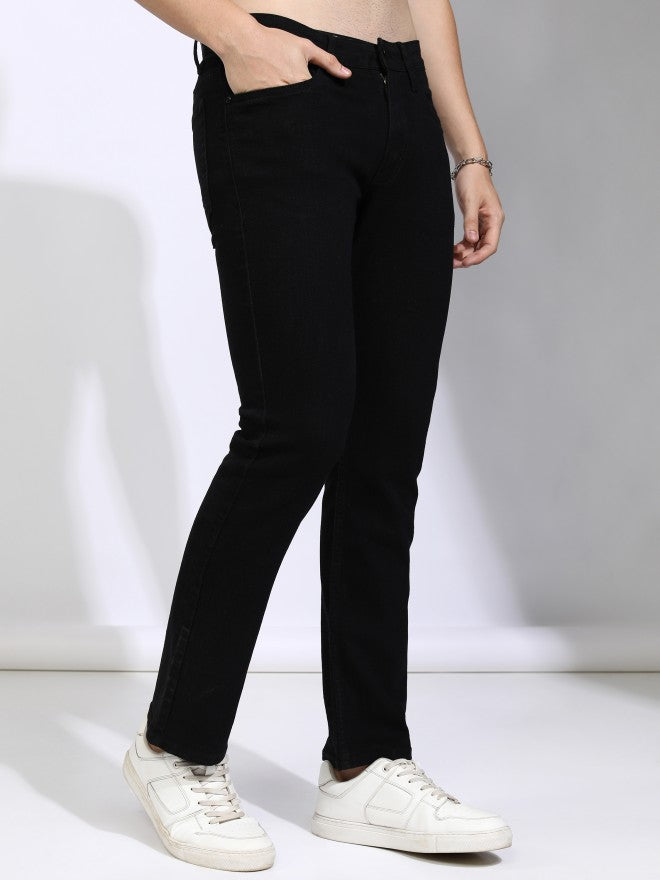 Highlander Men Black Straight Fit Stretchable Jeans - Black - Image 6