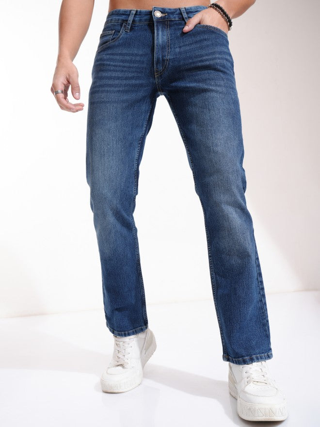 Highlander Men Blue Straight Fit Stretchable Jeans - Blue - Image 4