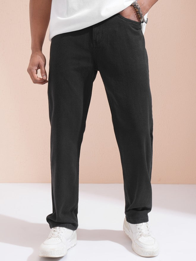 Highlander Men Black Relaxed Fit Jeans - Black - Image 1