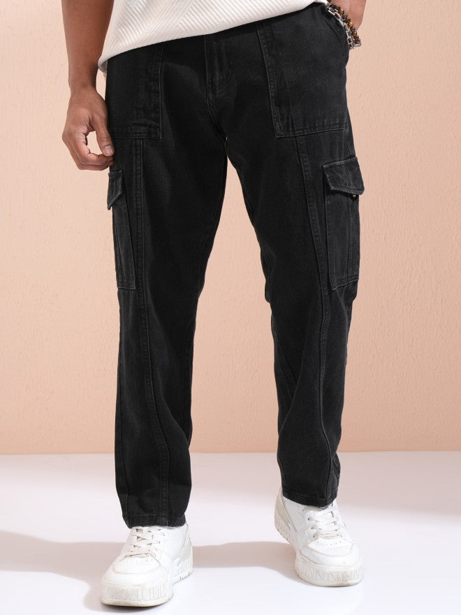 Highlander Men Black Tapered Fit Jeans - Black - Image 1