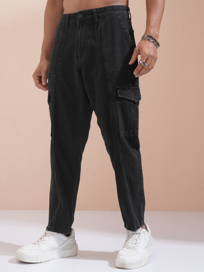 Highlander Men Black Tapered Fit Jeans - Black - Image 4