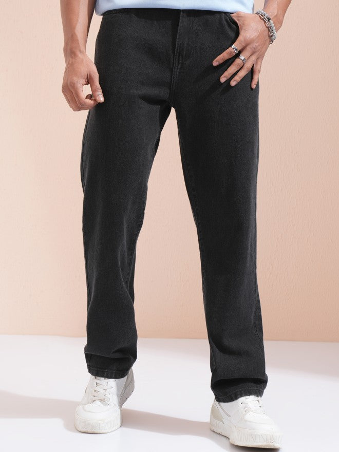 Highlander Men Black Straight Fit Jeans - Black - Image 1