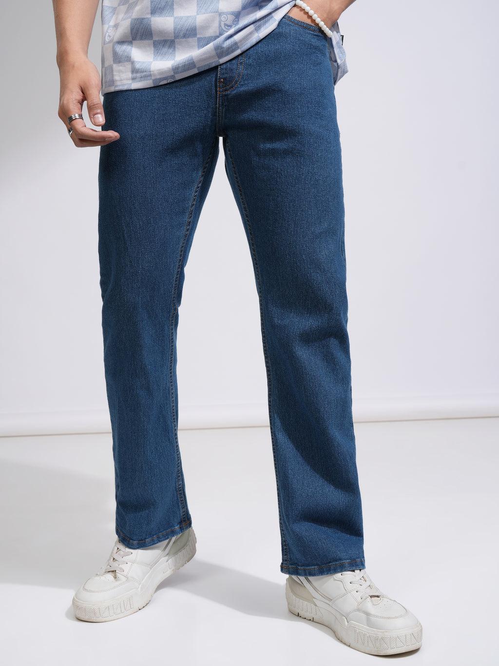 Purple By Highlander Men Blue Bootcut Stretchable Jeans - Blue - Image 1