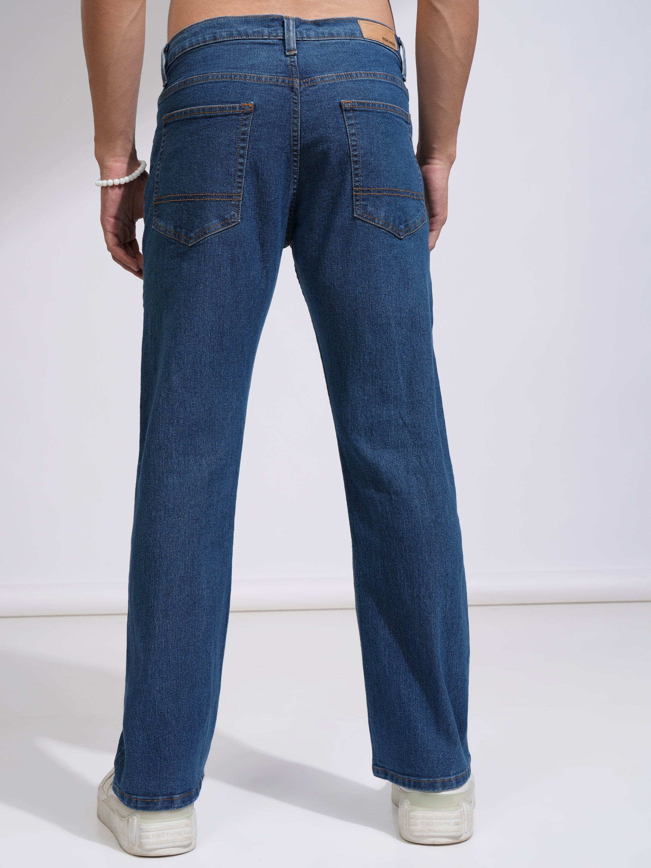 Purple By Highlander Men Blue Bootcut Stretchable Jeans - Blue - Image 3