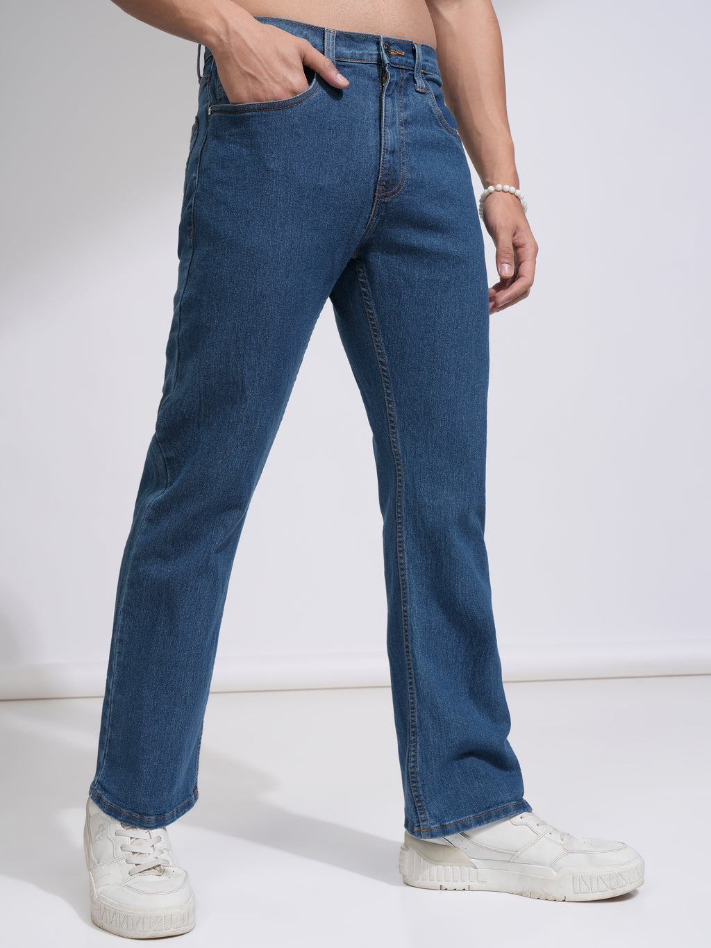 Purple By Highlander Men Blue Bootcut Stretchable Jeans - Blue - Image 6
