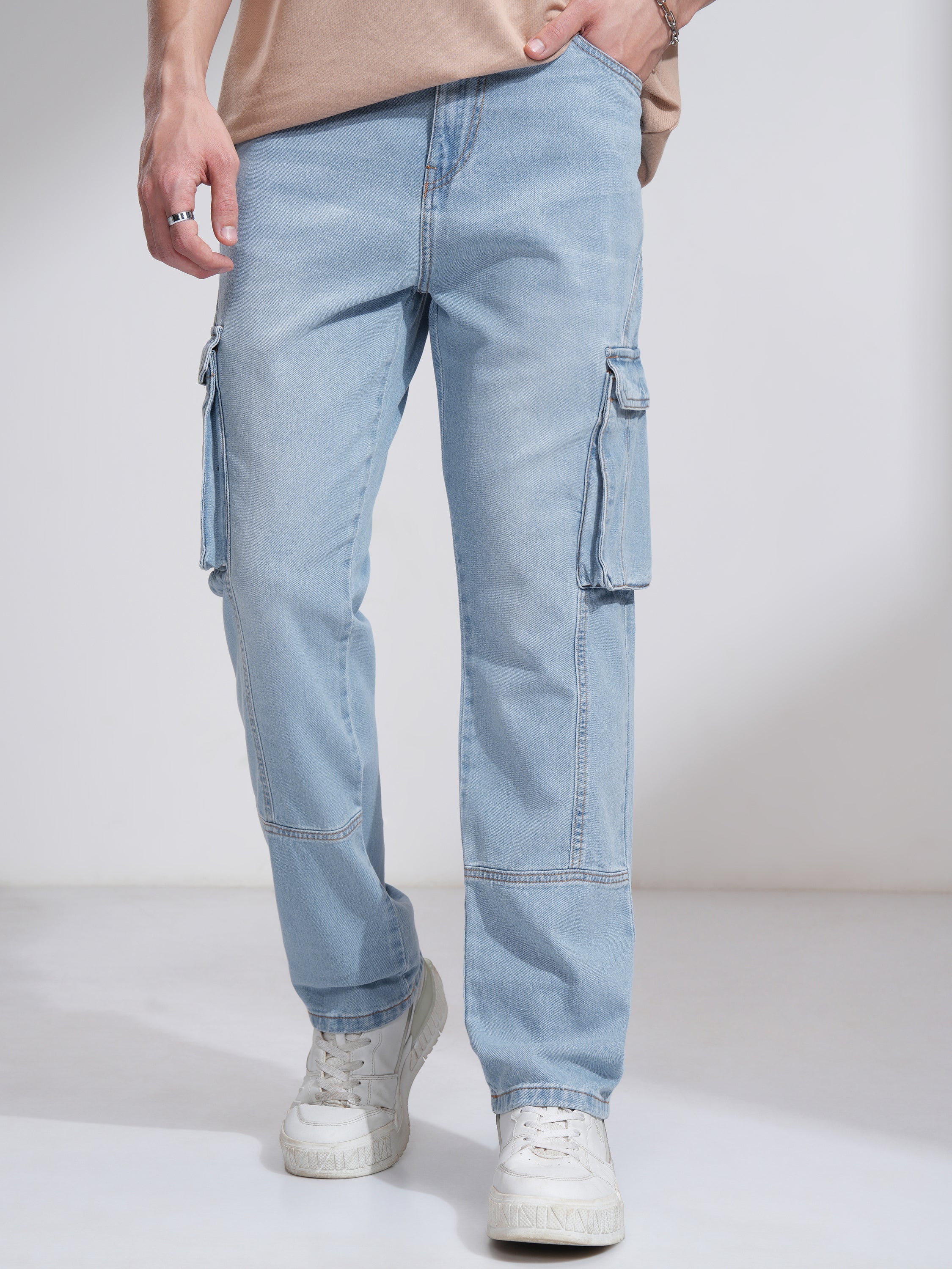 Purple By Highlander Men Blue Straight Fit Stretchable Jeans - Blue - Image 1