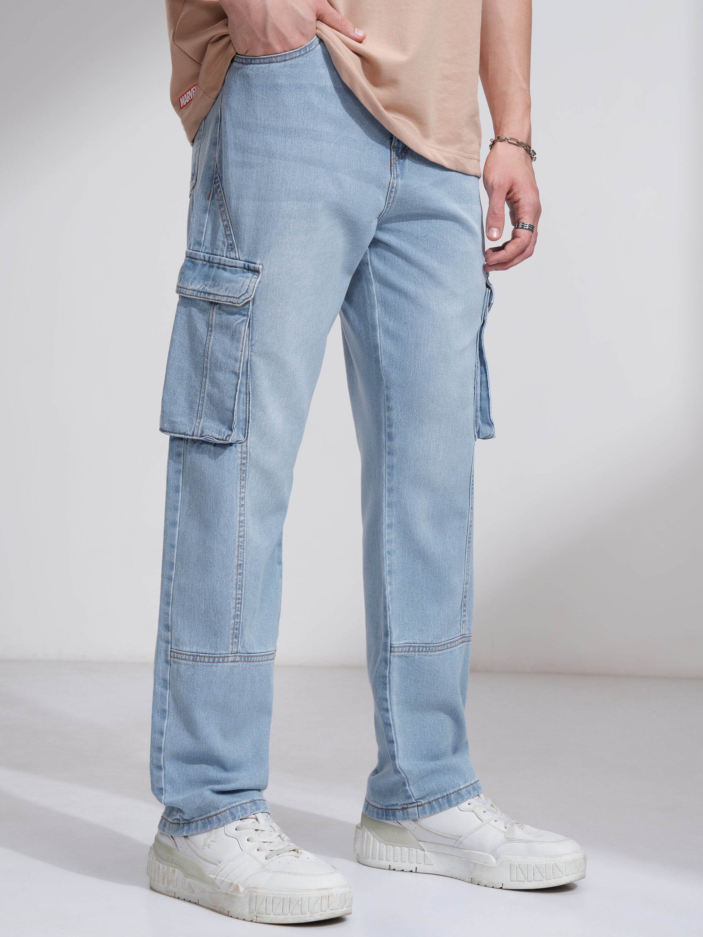 Purple By Highlander Men Blue Straight Fit Stretchable Jeans - Blue - Image 6