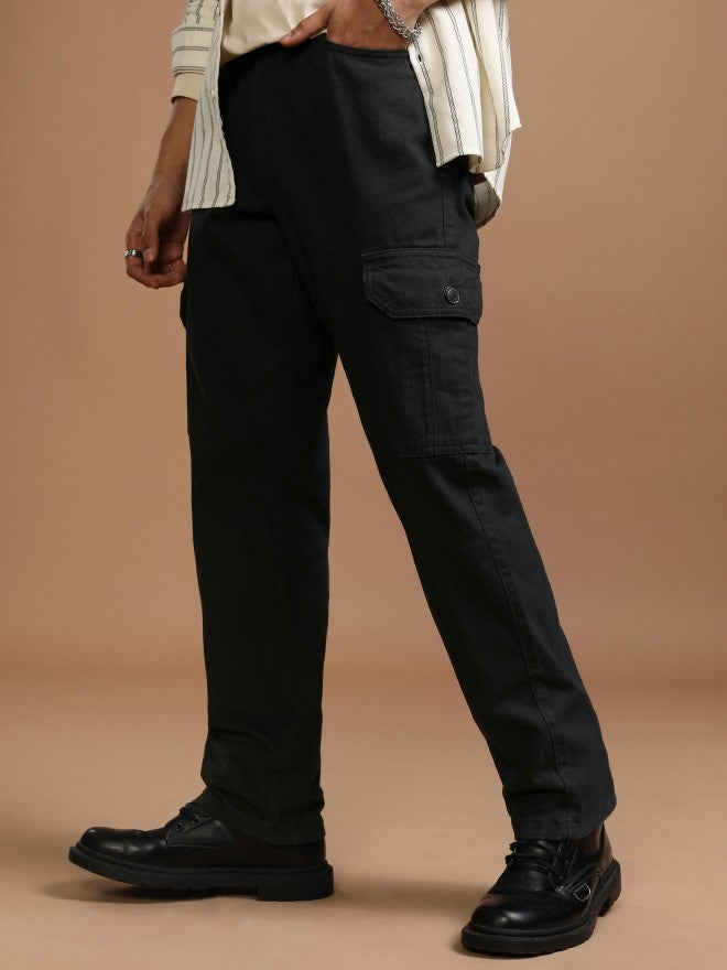 Highlander Men Black Straight fit Cargo Jeans - Black - Image 1