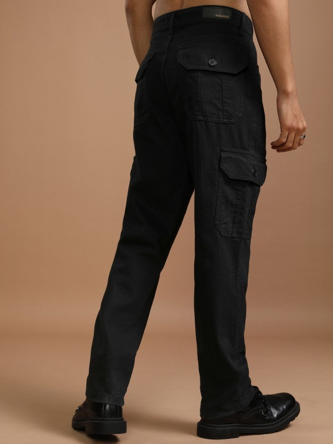 Highlander Men Black Straight fit Cargo Jeans - Black - Image 3