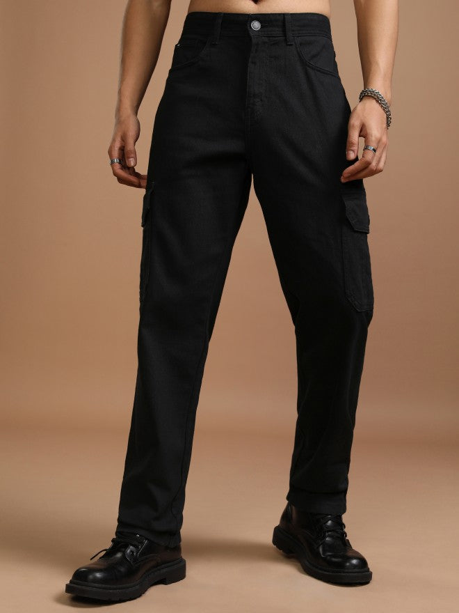 Highlander Men Black Straight fit Cargo Jeans - Black - Image 4