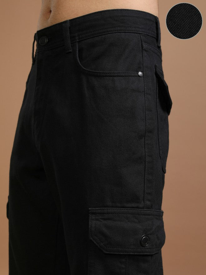Highlander Men Black Straight fit Cargo Jeans - Black - Image 5