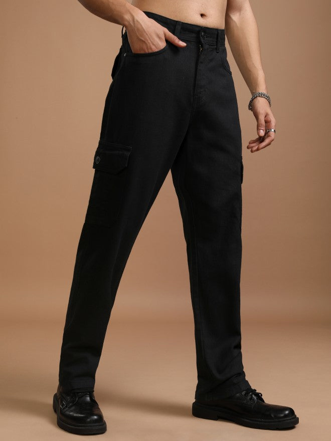 Highlander Men Black Straight fit Cargo Jeans - Black - Image 6