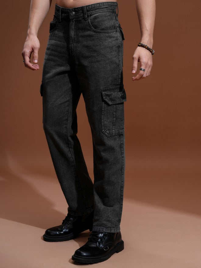 Highlander Men Grey Straight fit Cargo Jeans - Grey - Image 4