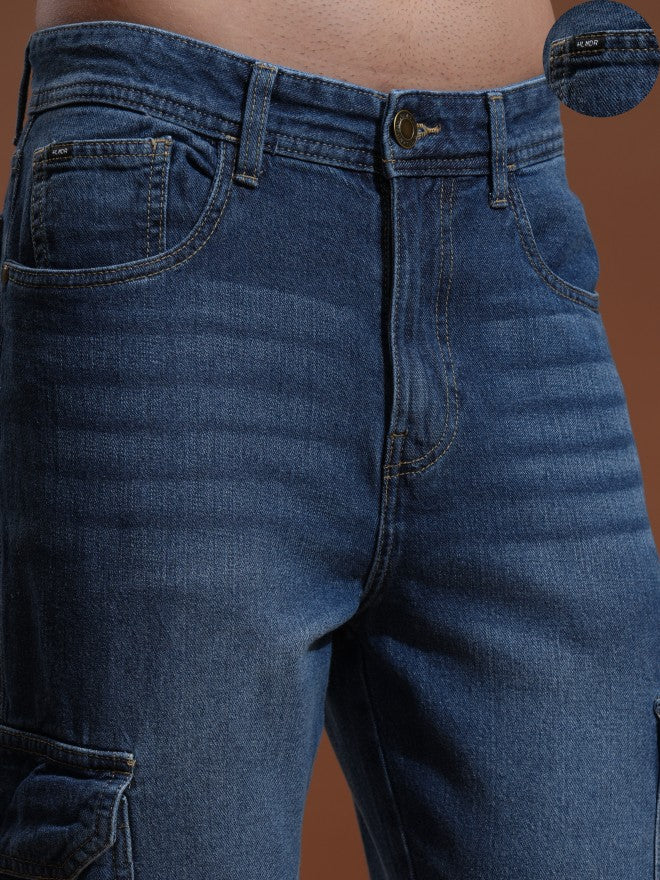 Highlander Men Blue Straight fit Cargo Jeans - Blue - Image 5