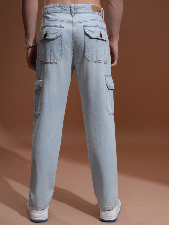 Highlander Men Blue Straight fit Cargo Jeans - Blue - Image 3