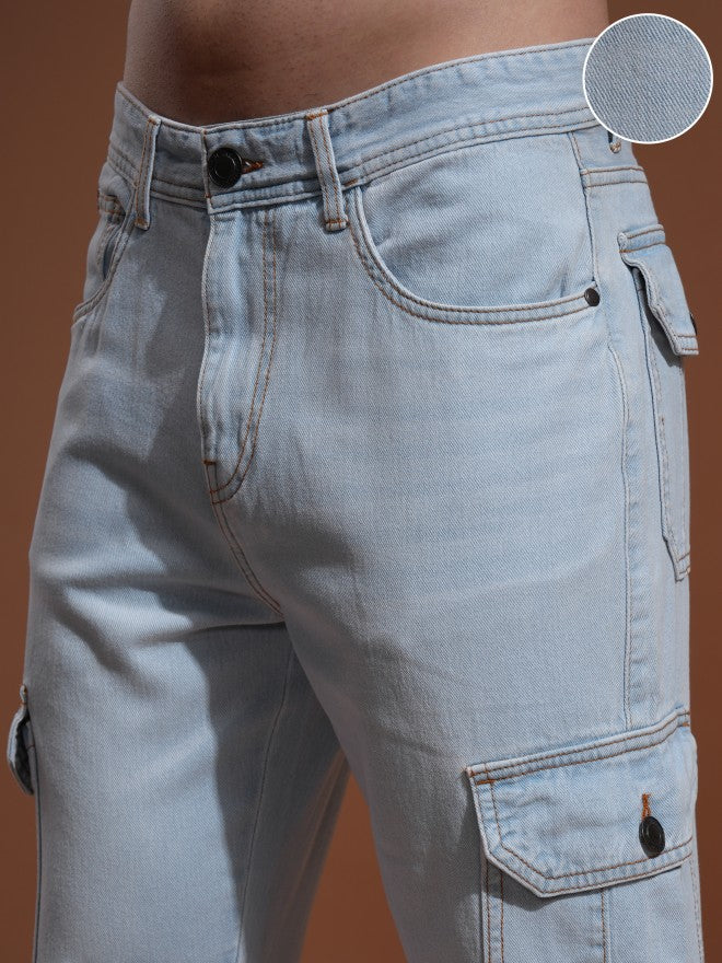 Highlander Men Blue Straight fit Cargo Jeans - Blue - Image 5
