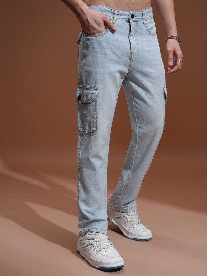 Highlander Men Blue Straight fit Cargo Jeans - Blue - Image 6