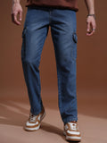 Highlander Men Blue Straight fit Cargo Jeans - Blue - Image 1