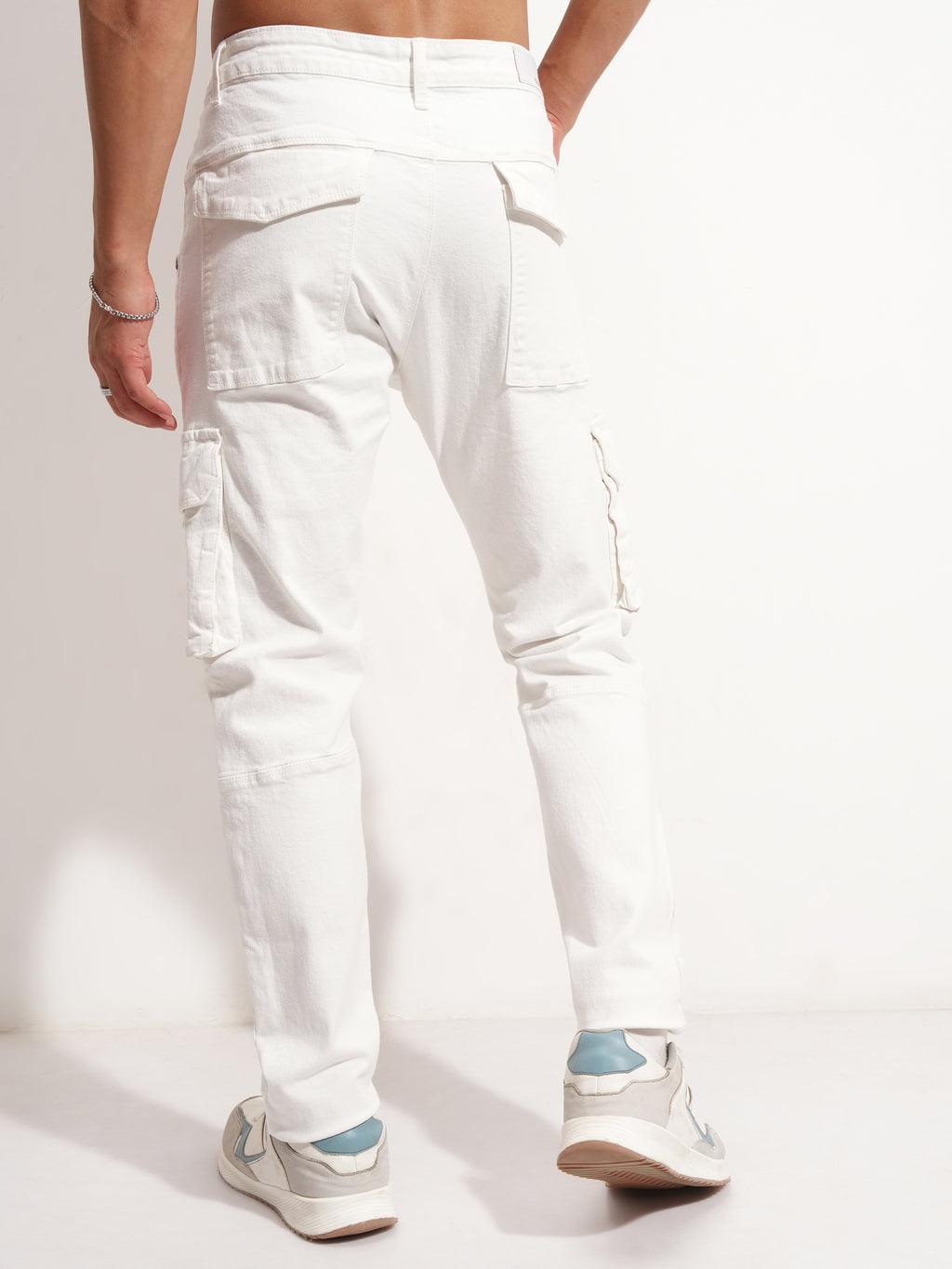 Purple By Highlander Men White Slim Fit Stretchable Jeans - White - Image 3