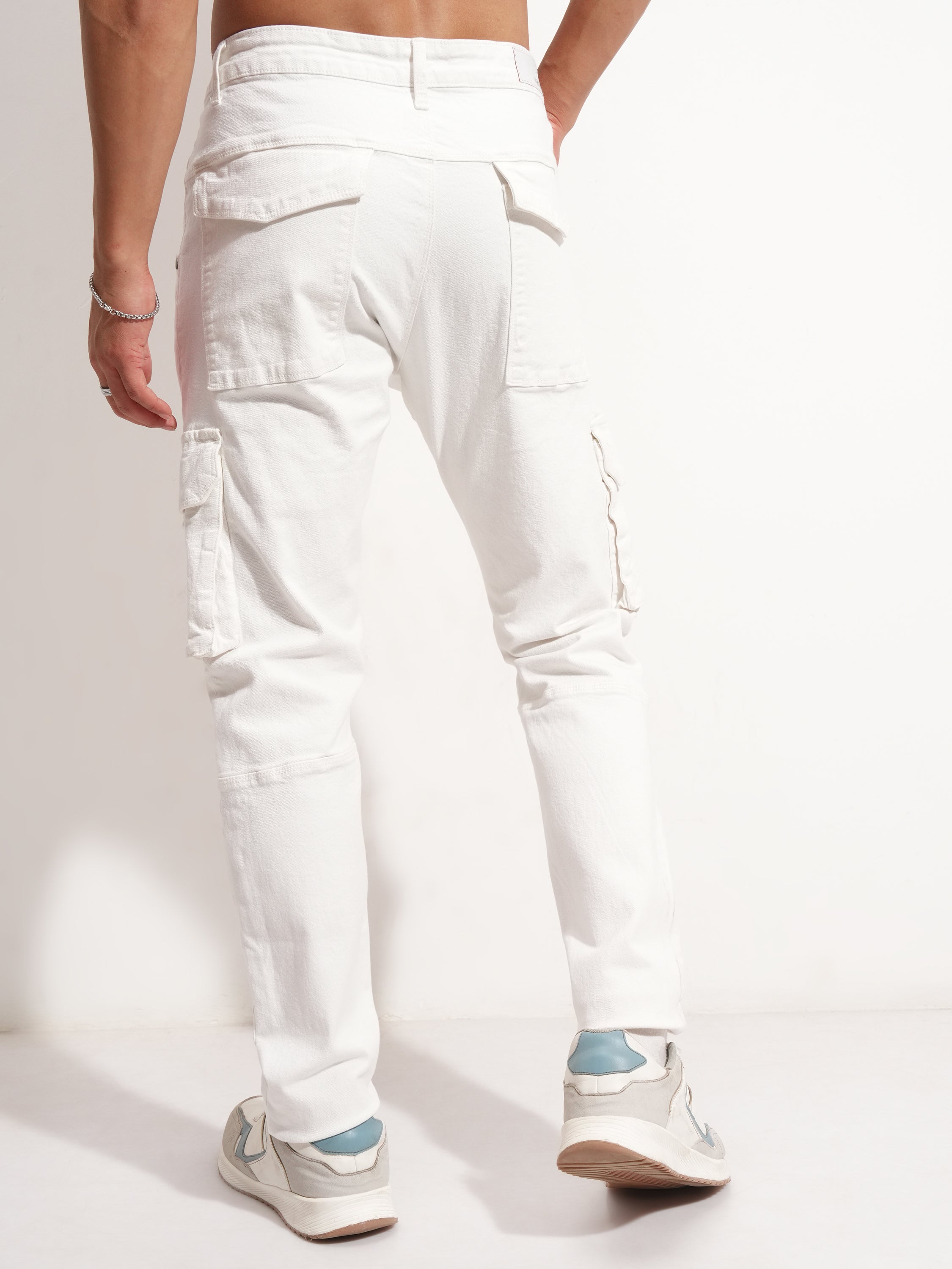 Purple By Highlander Men White Slim Fit Stretchable Jeans - White - Image 3