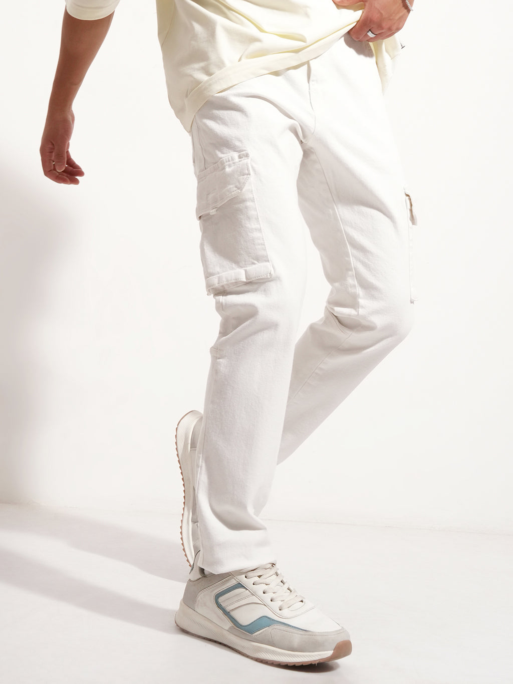 Purple By Highlander Men White Slim Fit Stretchable Jeans - White - Image 6