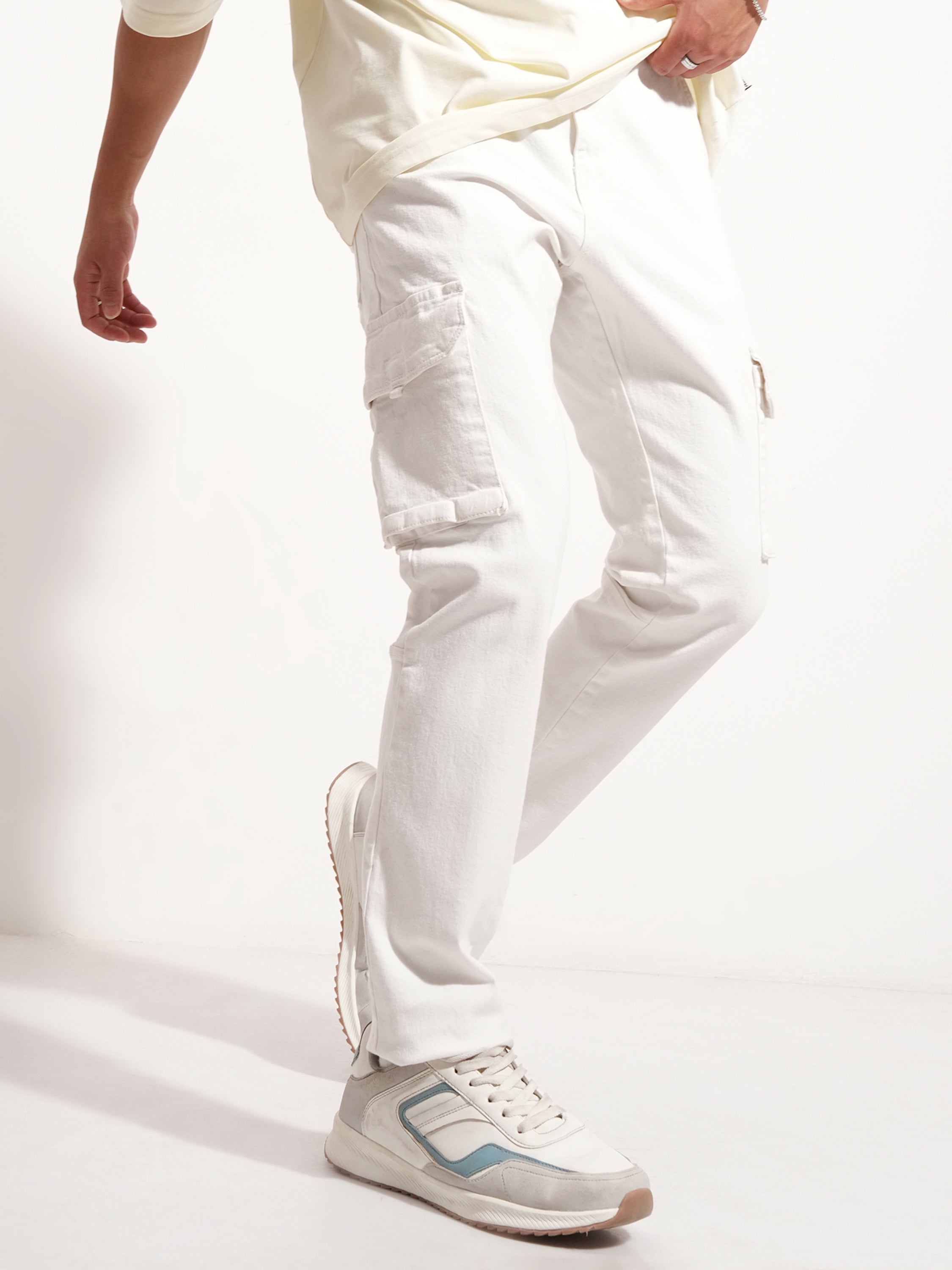 Purple By Highlander Men White Slim Fit Stretchable Jeans - White - Image 6