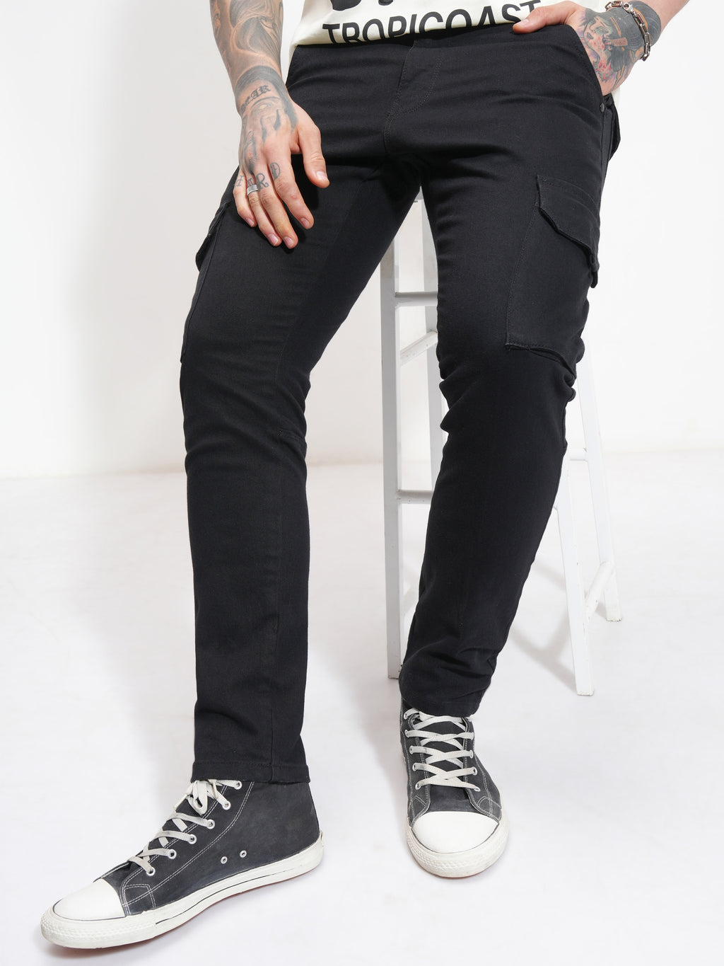 Purple By Highlander Men Black Slim Fit Stretchable Jeans - Black - Image 1