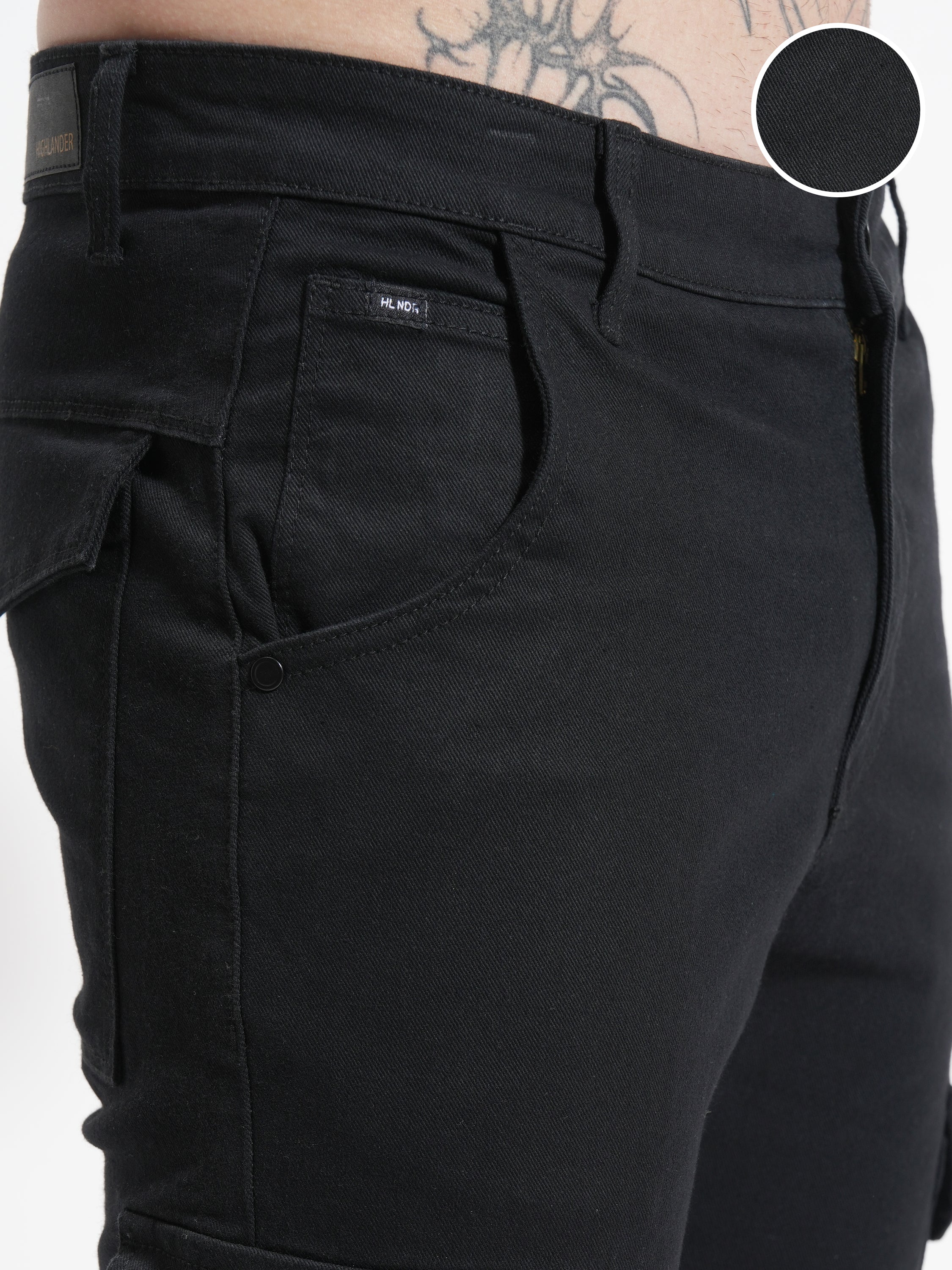 Purple By Highlander Men Black Slim Fit Stretchable Jeans - Black - Image 5