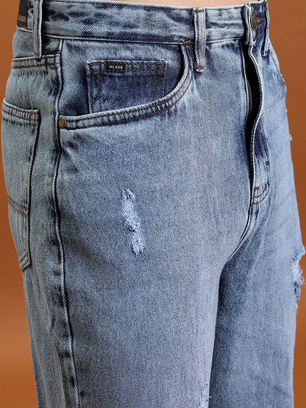 Purple By Highlander Men Blue Loose Fit Highly Distressed  Jeans - Blue - Image 5