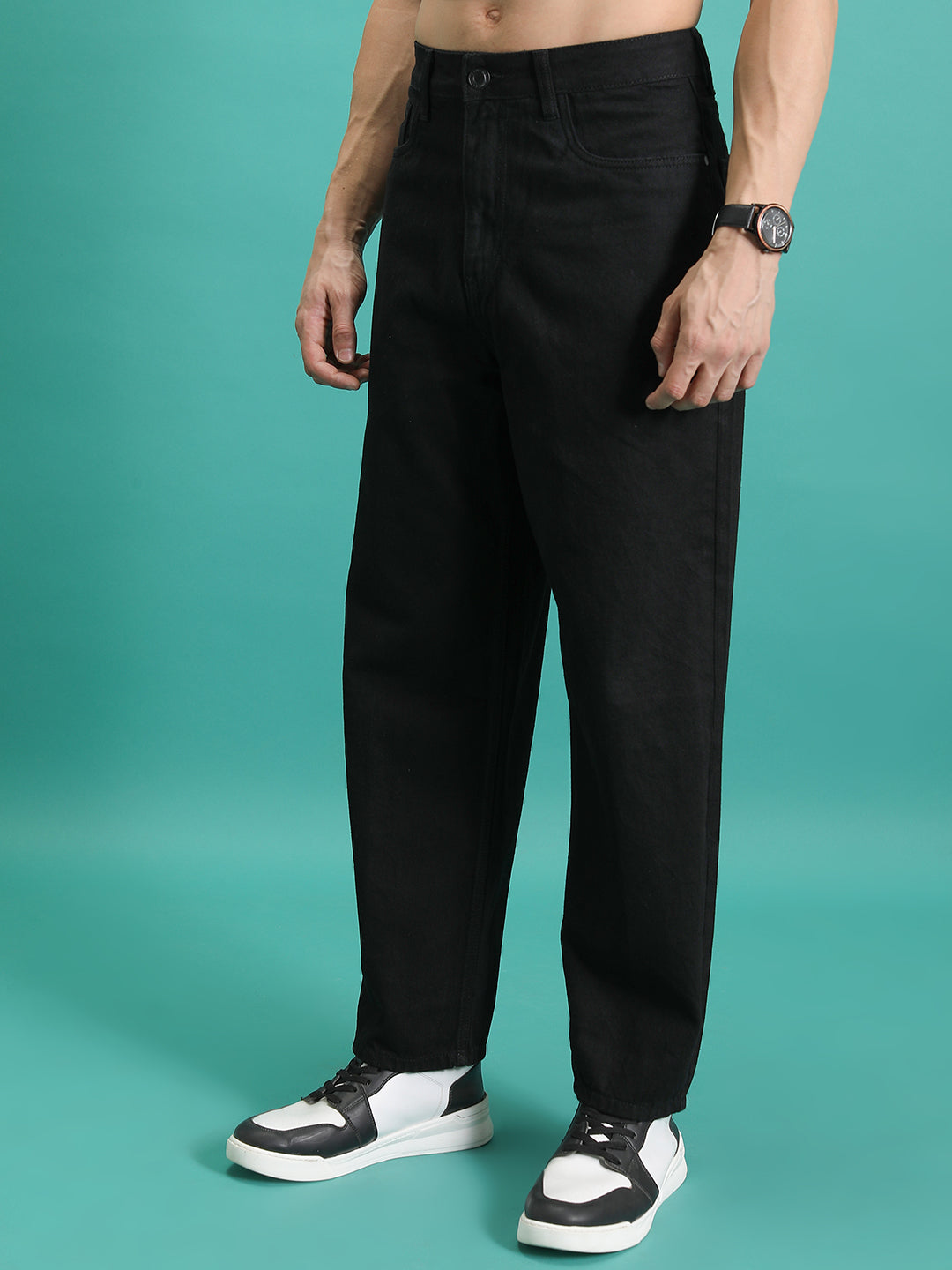 Purple By Highlander Men Black Loose Fit   Jeans - Black - Image 4