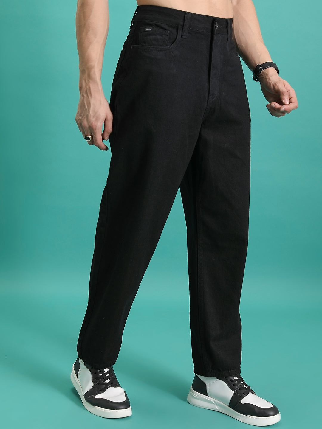 Purple By Highlander Men Black Loose Fit   Jeans - Black - Image 6
