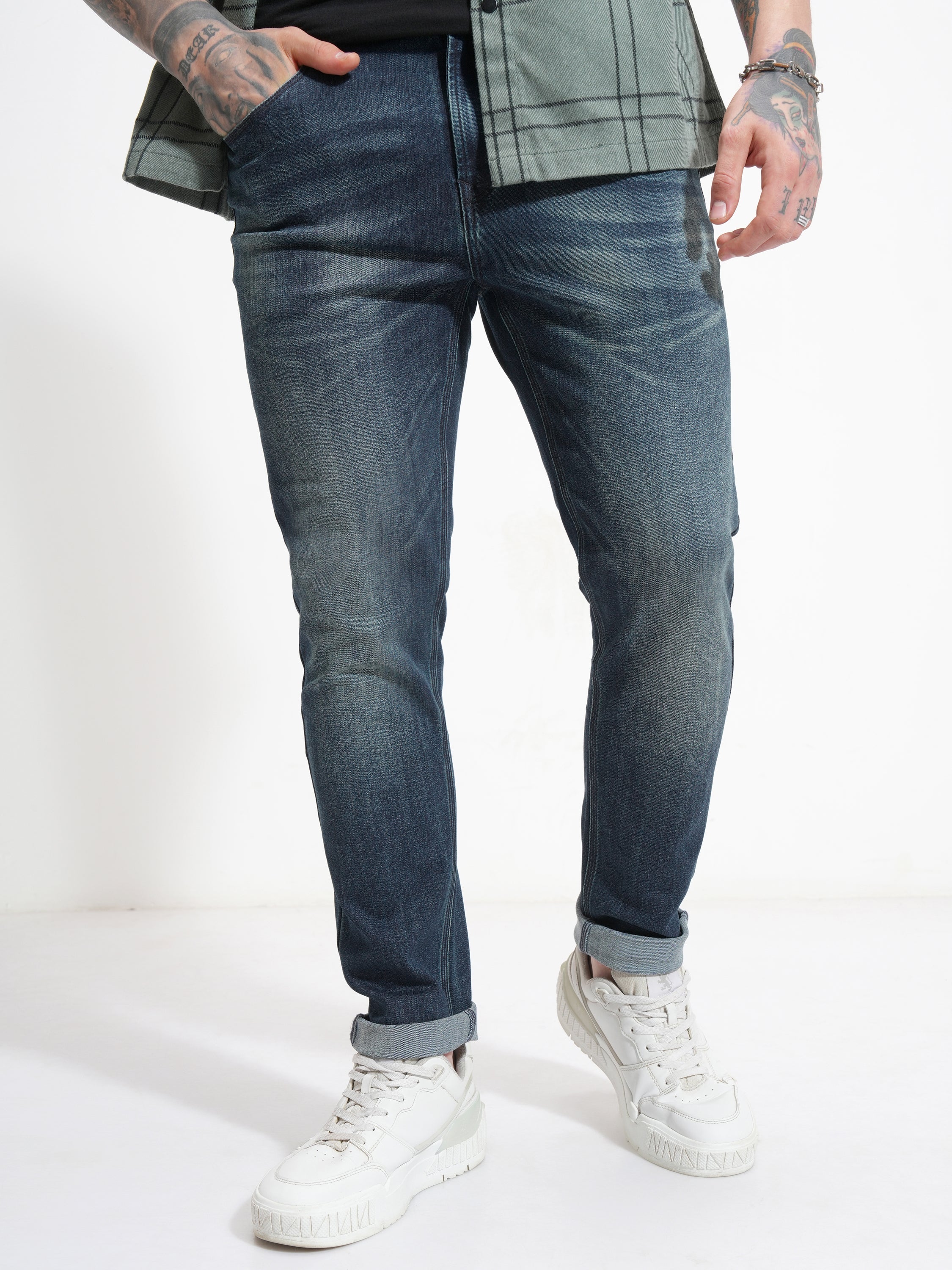 Purple By Highlander Men Blue Slim Fit Stretchable Jeans - Blue - Image 1