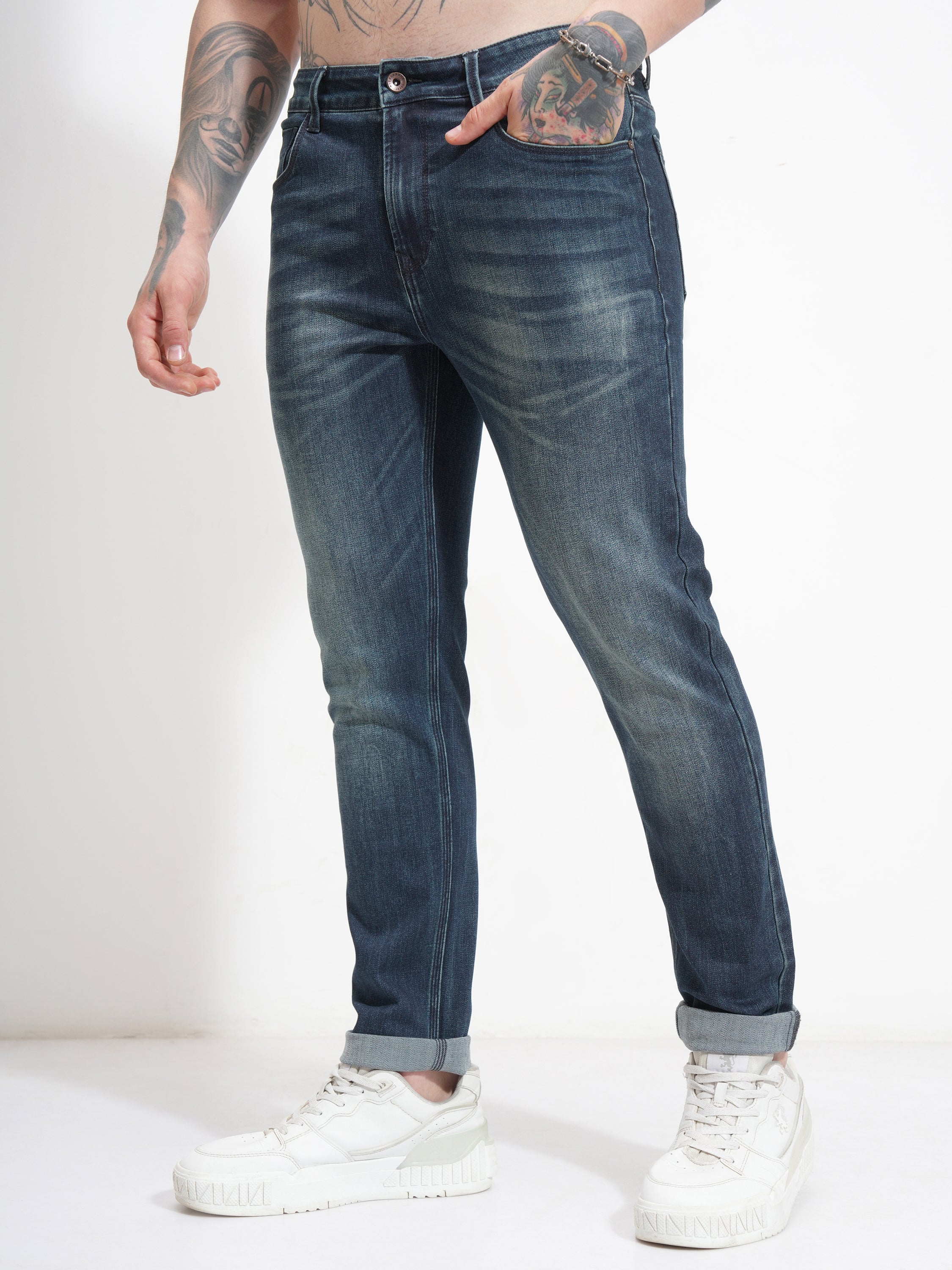 Purple By Highlander Men Blue Slim Fit Stretchable Jeans - Blue - Image 4