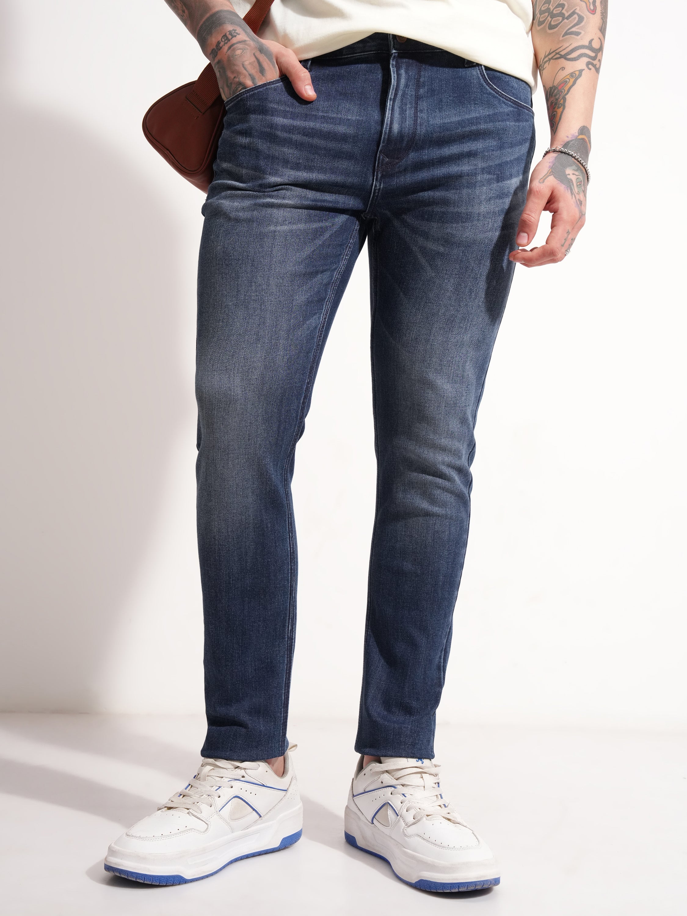 Purple By Highlander Men Blue Slim Fit Stretchable Jeans - Blue - Image 1