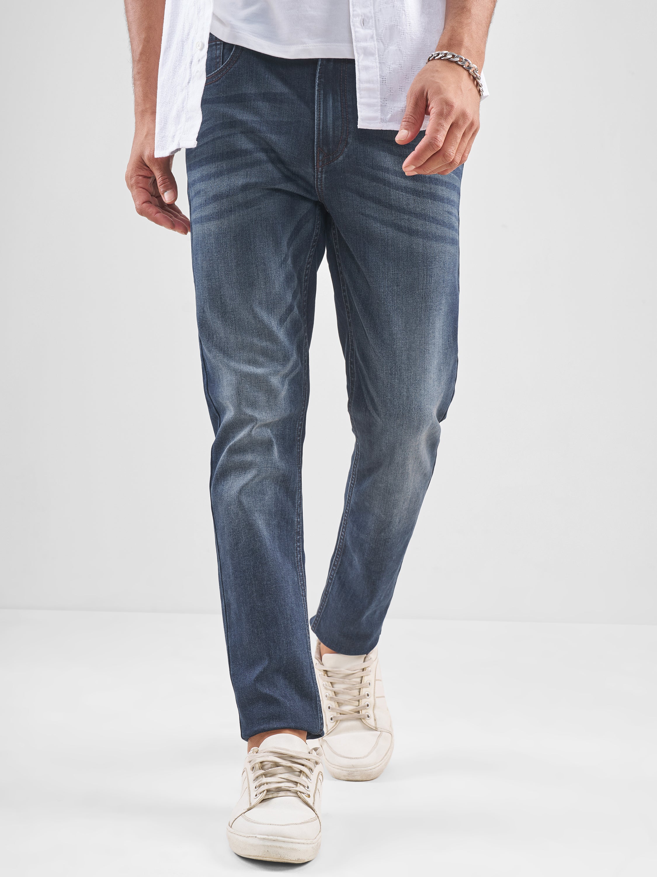 Purple By Highlander Men Blue Slim Fit Jeans - Blue - Image 1