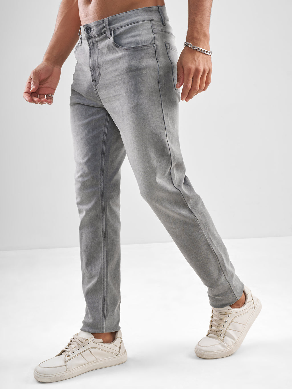 Purple By Highlander Men Grey Slim Fit Jeans - Grey - Image 4