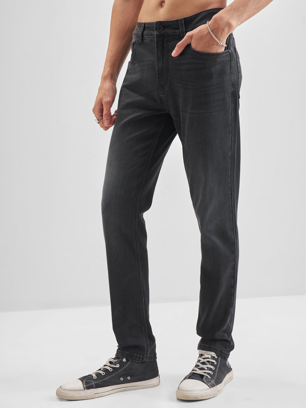 Purple By Highlander Men Grey Slim Fit Stretchable Jeans - Grey - Image 4