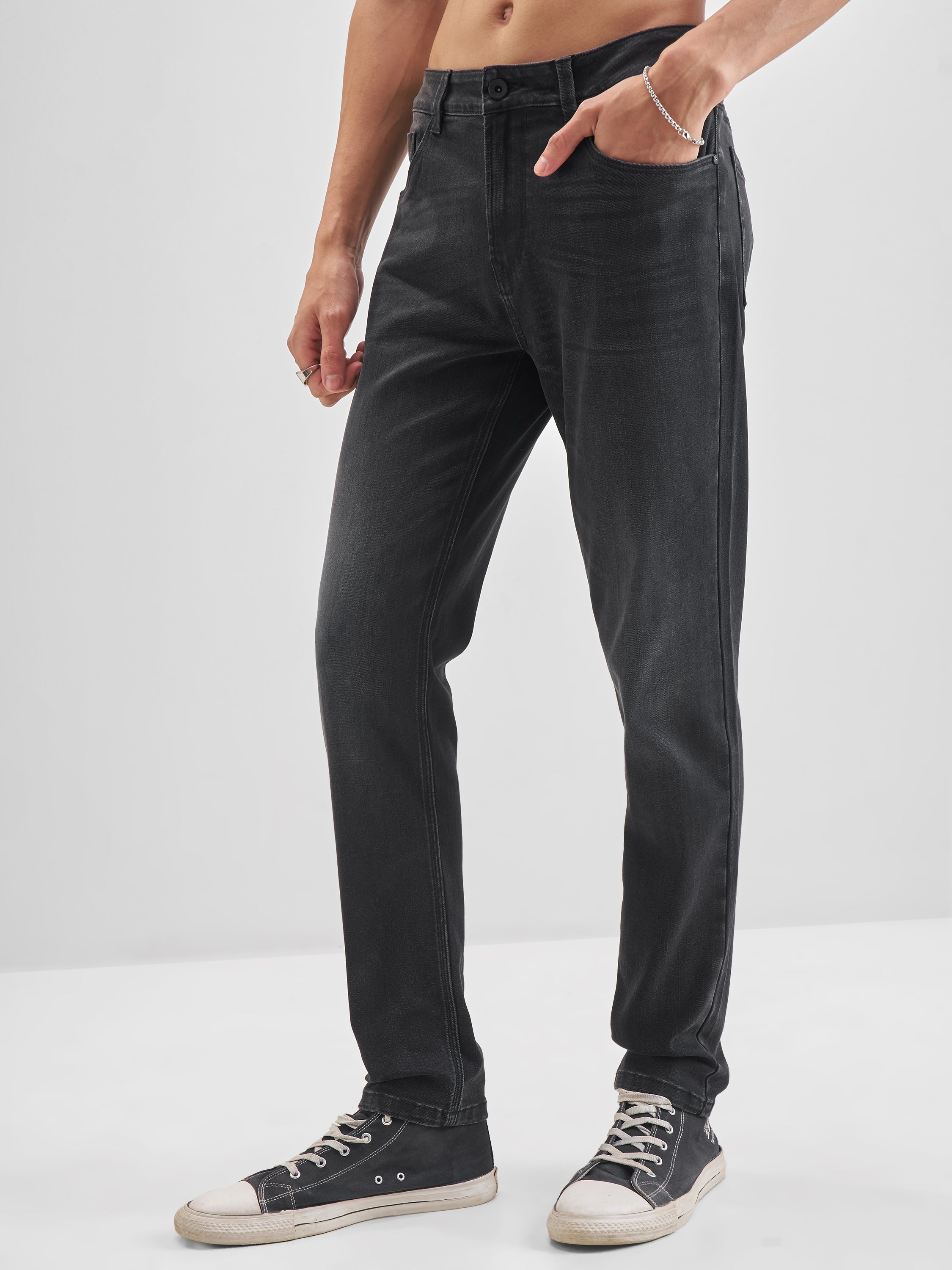 Purple By Highlander Men Grey Slim Fit Stretchable Jeans - Grey - Image 4