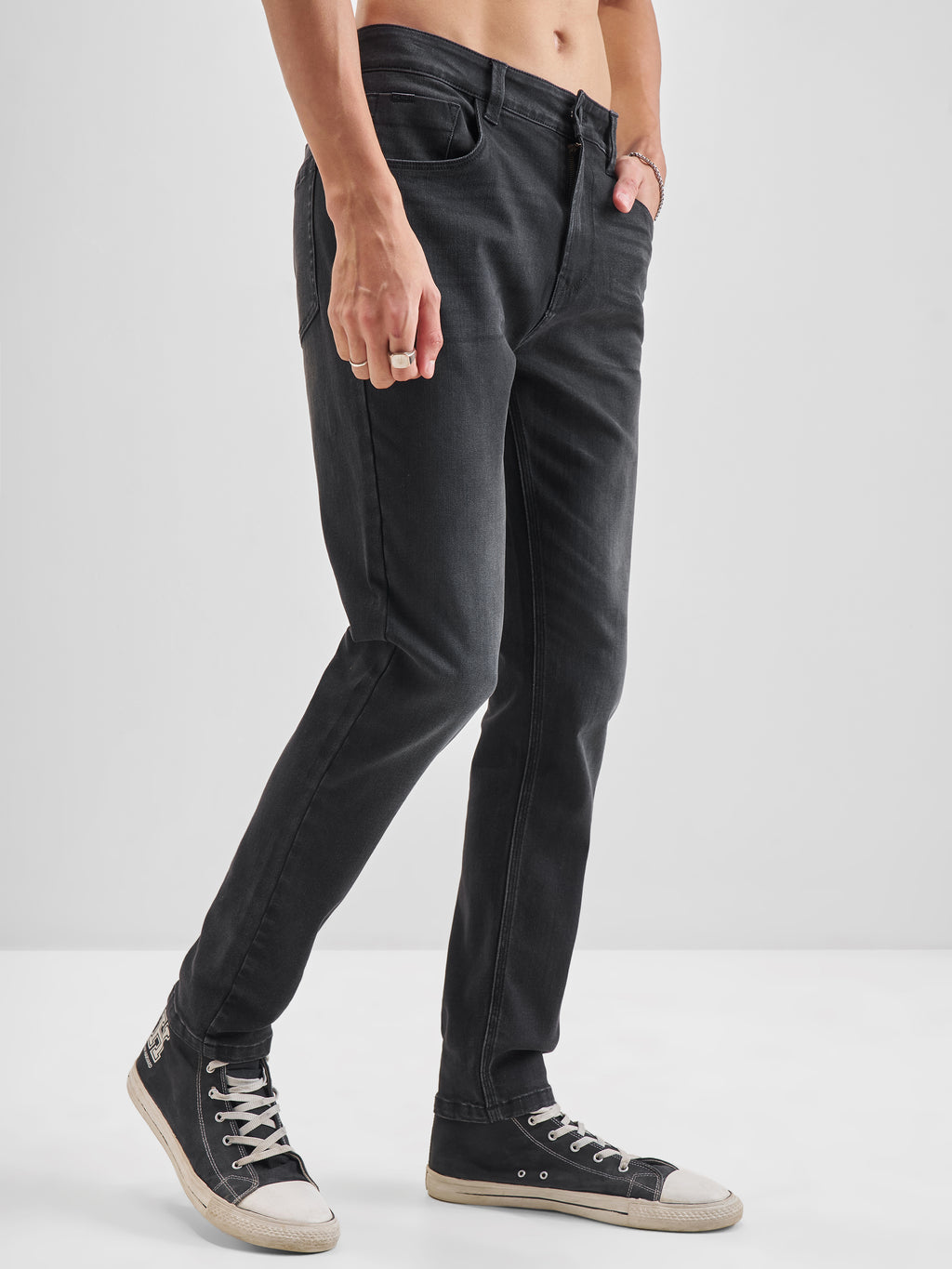 Purple By Highlander Men Grey Slim Fit Stretchable Jeans - Grey - Image 6