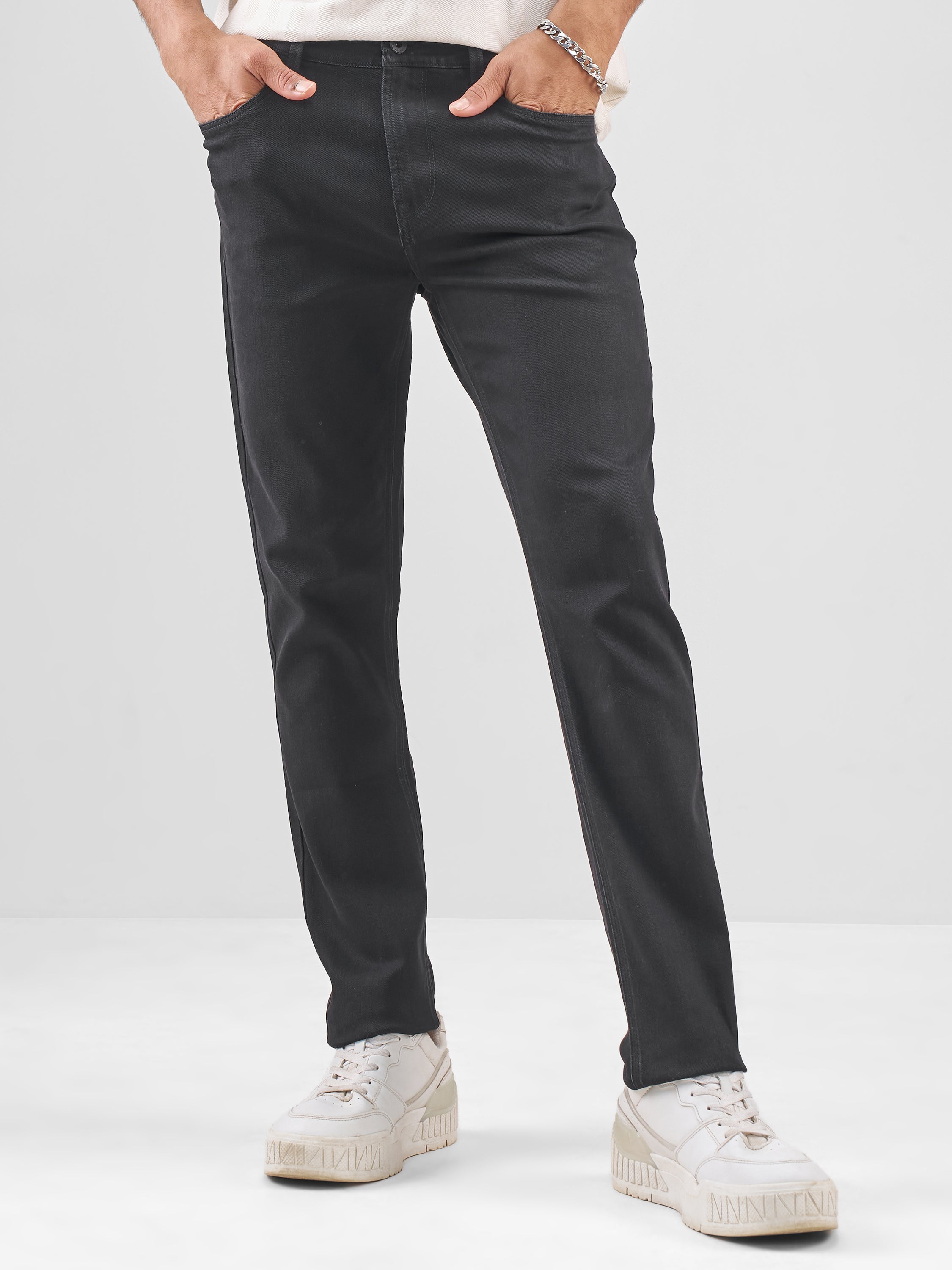 Purple By Highlander Men Black Slim Fit Jeans - Black - Image 1