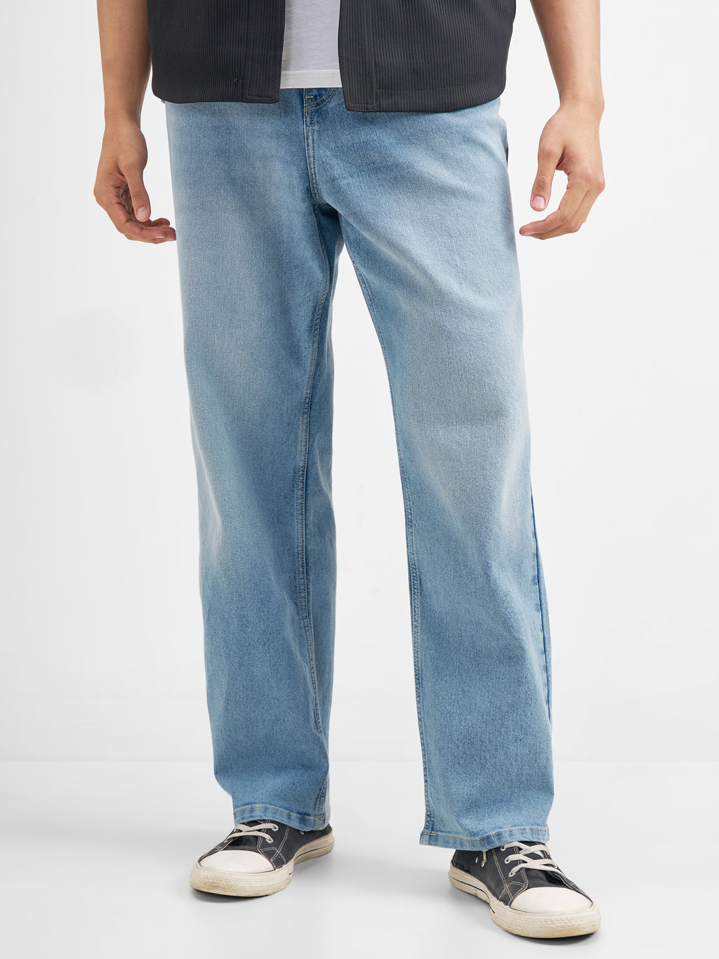 Purple By Highlander Men Blue Relaxed Fit Stretchable Jeans - Blue - Image 1