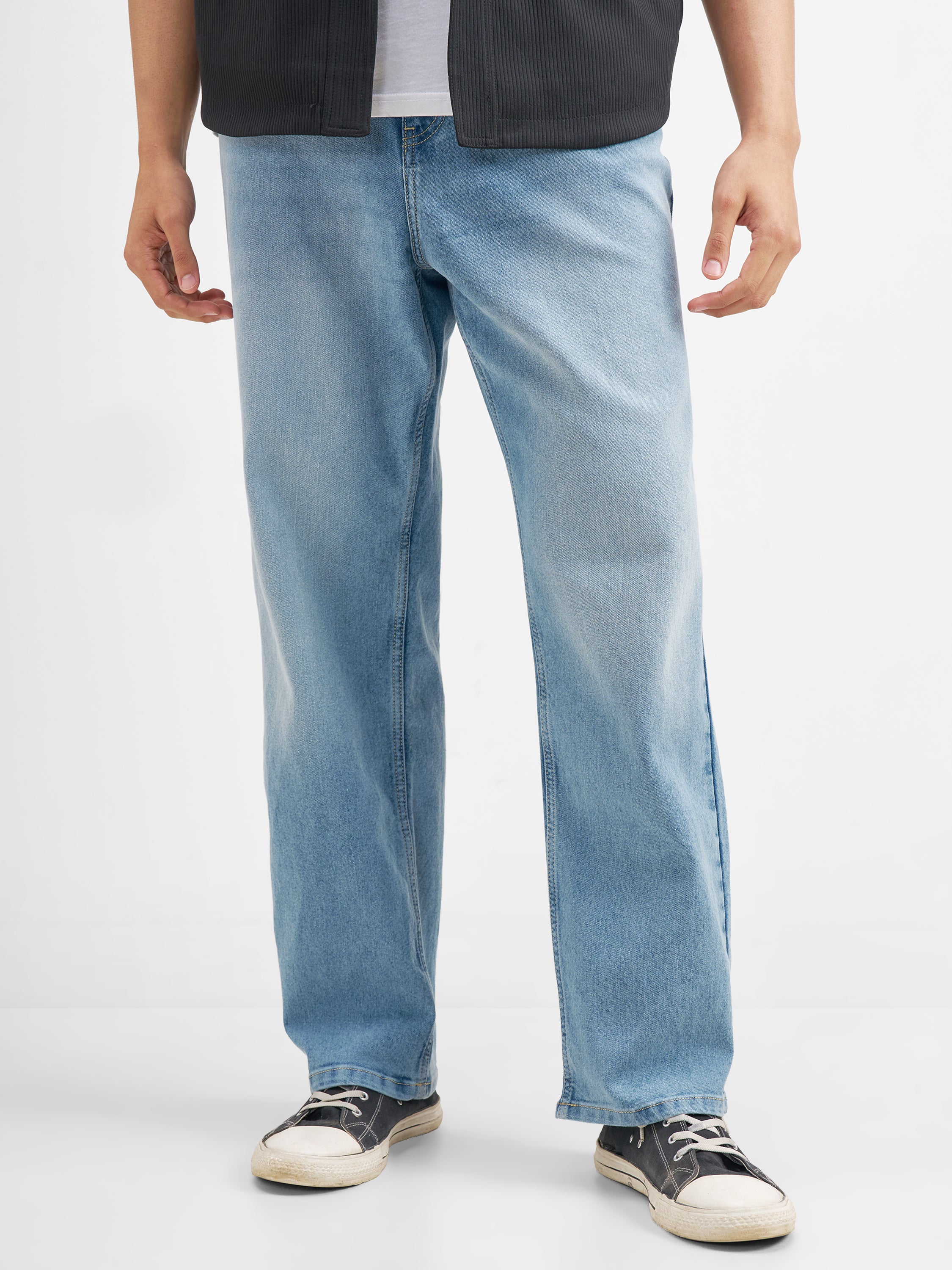 Purple By Highlander Men Blue Relaxed Fit Stretchable Jeans - Blue - Image 1