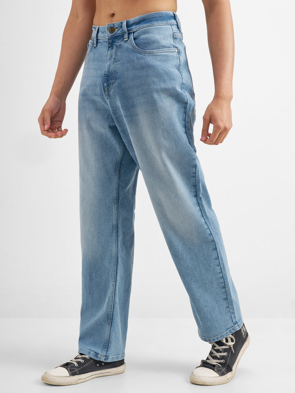 Purple By Highlander Men Blue Relaxed Fit Stretchable Jeans - Blue - Image 4