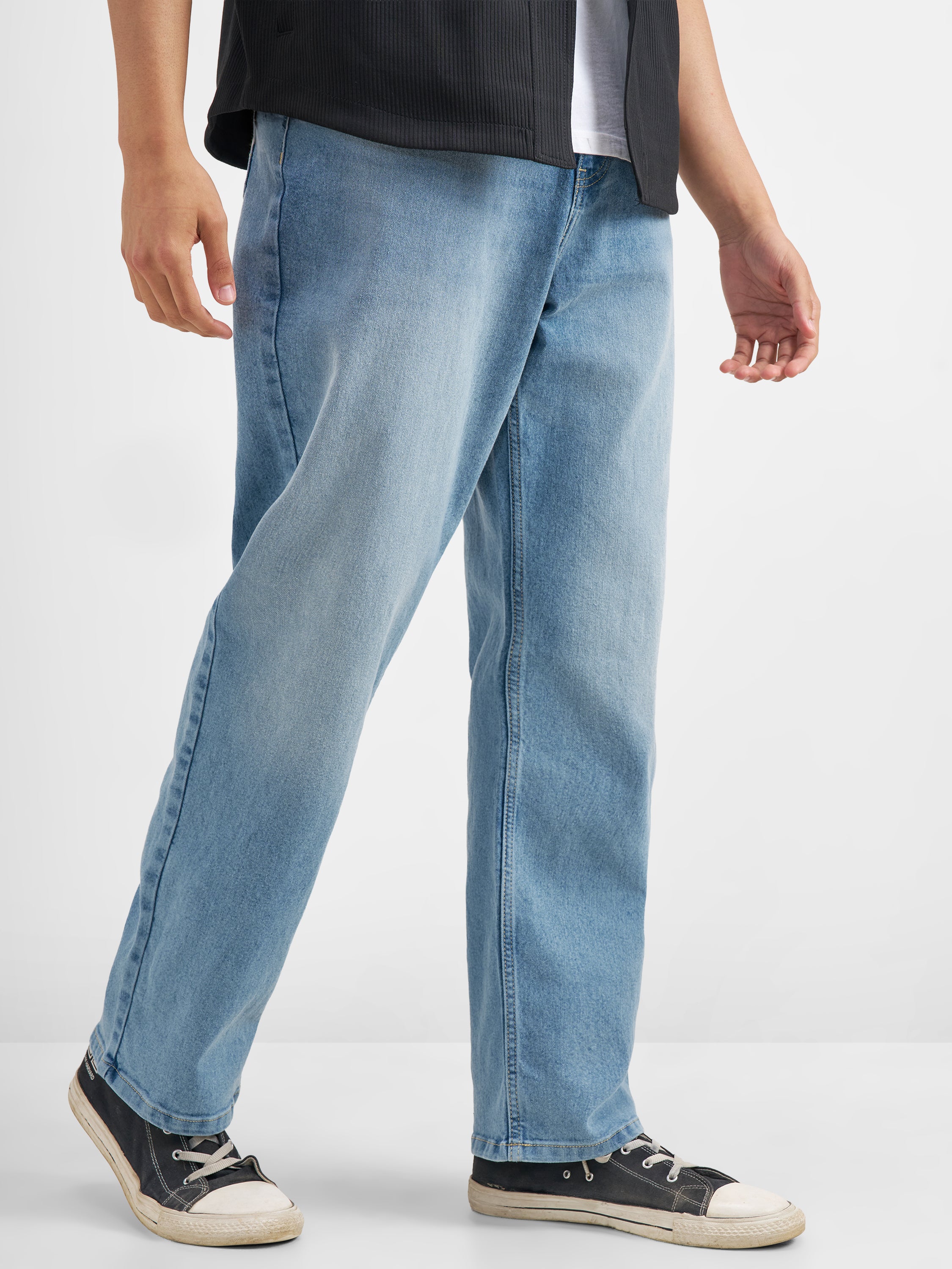 Purple By Highlander Men Blue Relaxed Fit Stretchable Jeans - Blue - Image 6