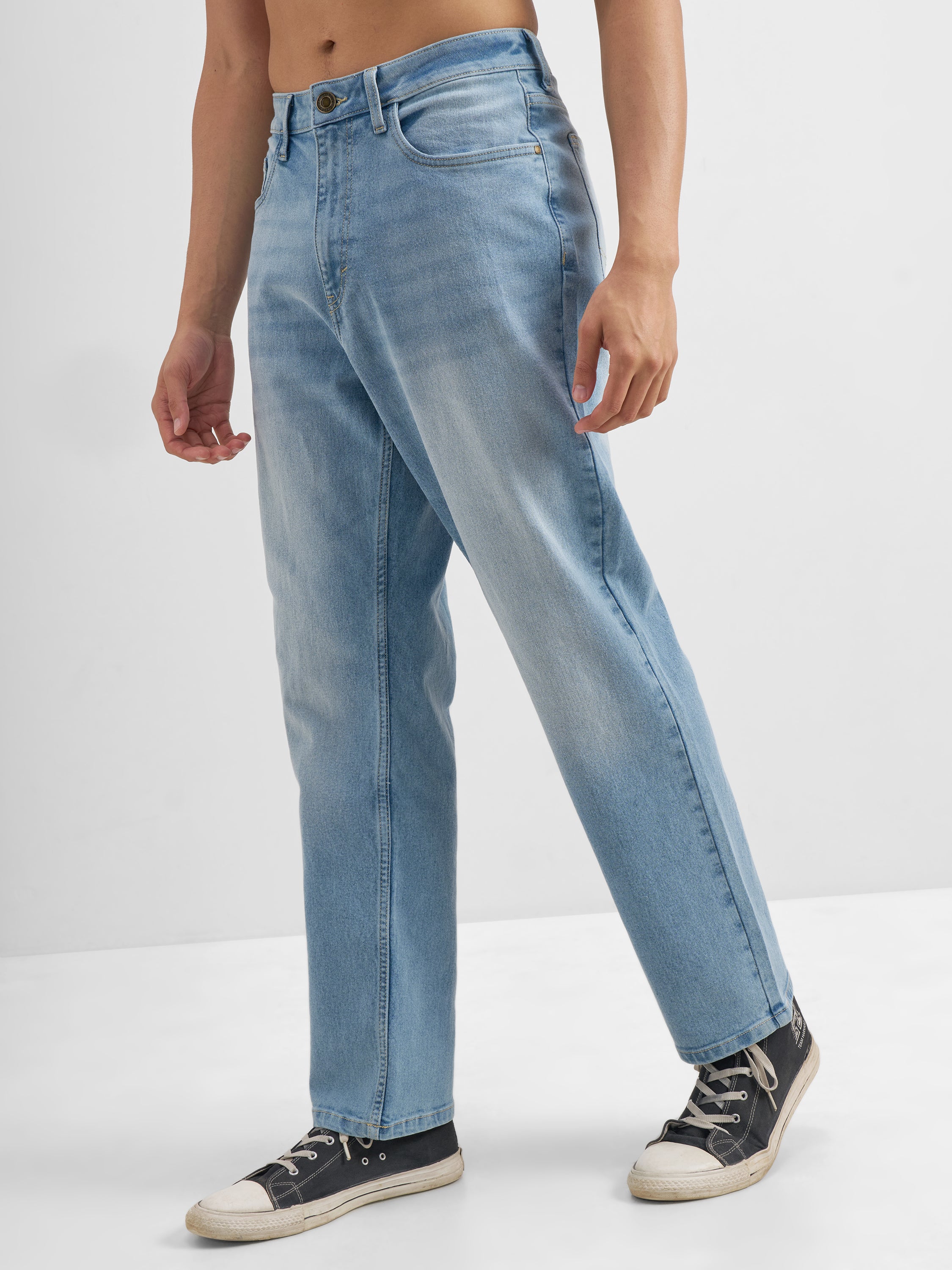 Purple By Highlander Men Blue Relaxed Fit Stretchable Jeans - Blue - Image 4