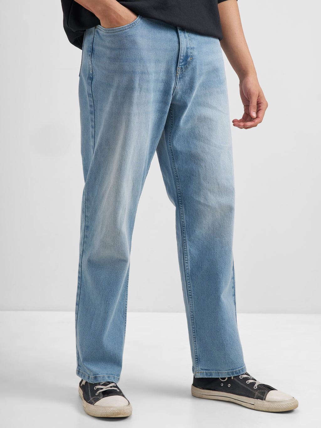 Purple By Highlander Men Blue Relaxed Fit Stretchable Jeans - Blue - Image 6
