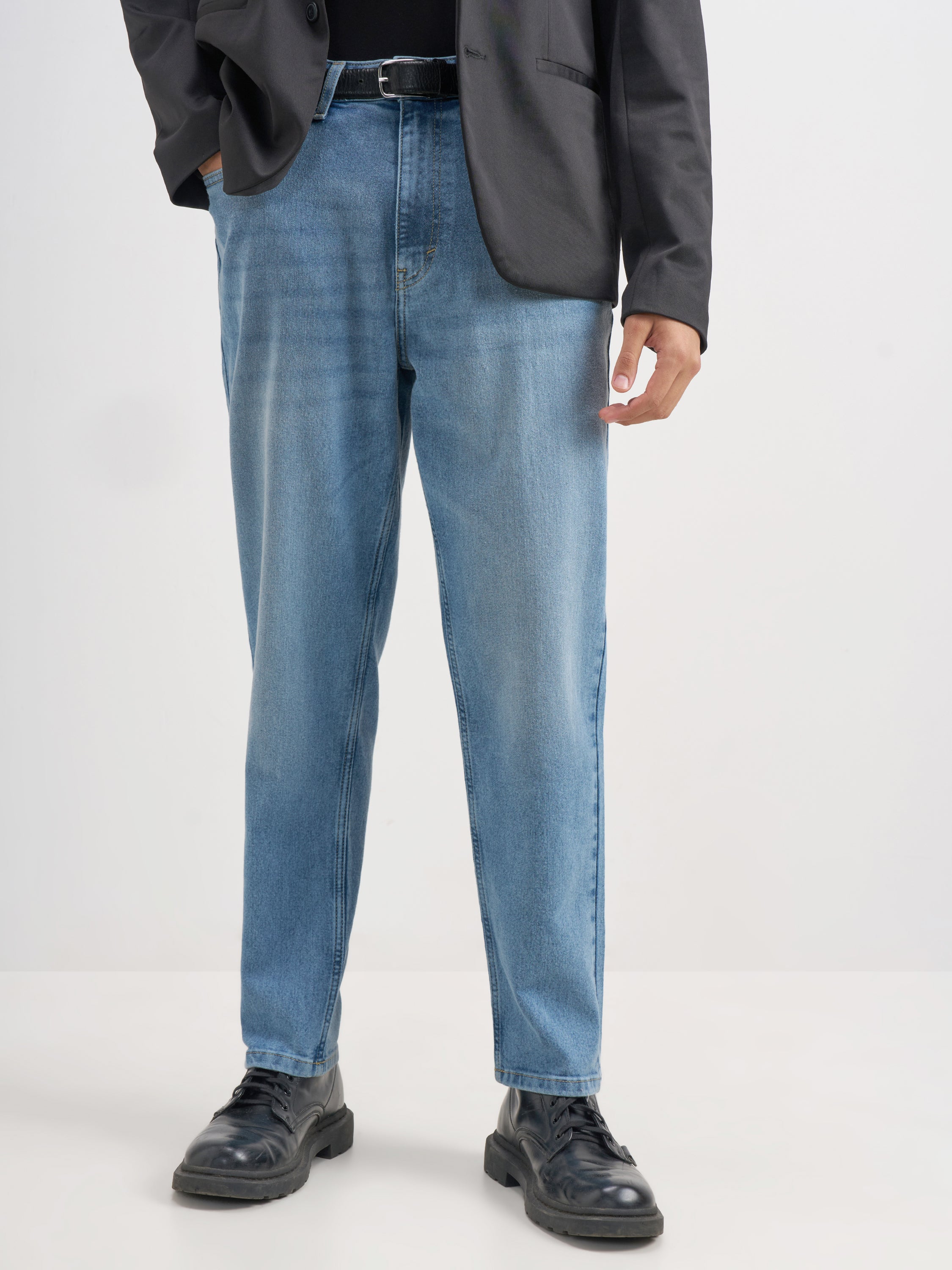 Purple By Highlander Men Blue Straight Fit Stretchable Jeans - Blue - Image 1