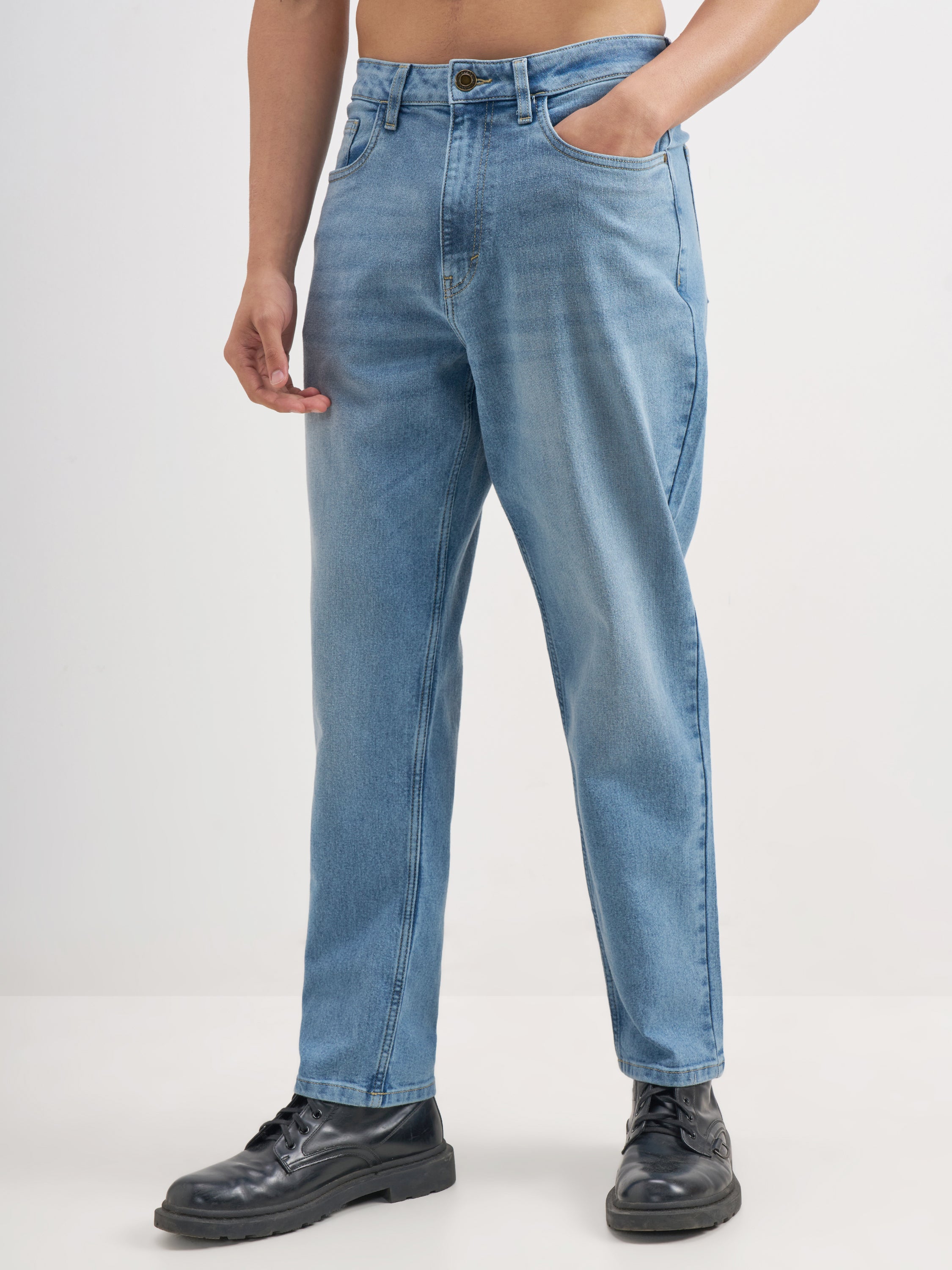 Purple By Highlander Men Blue Straight Fit Stretchable Jeans - Blue - Image 4