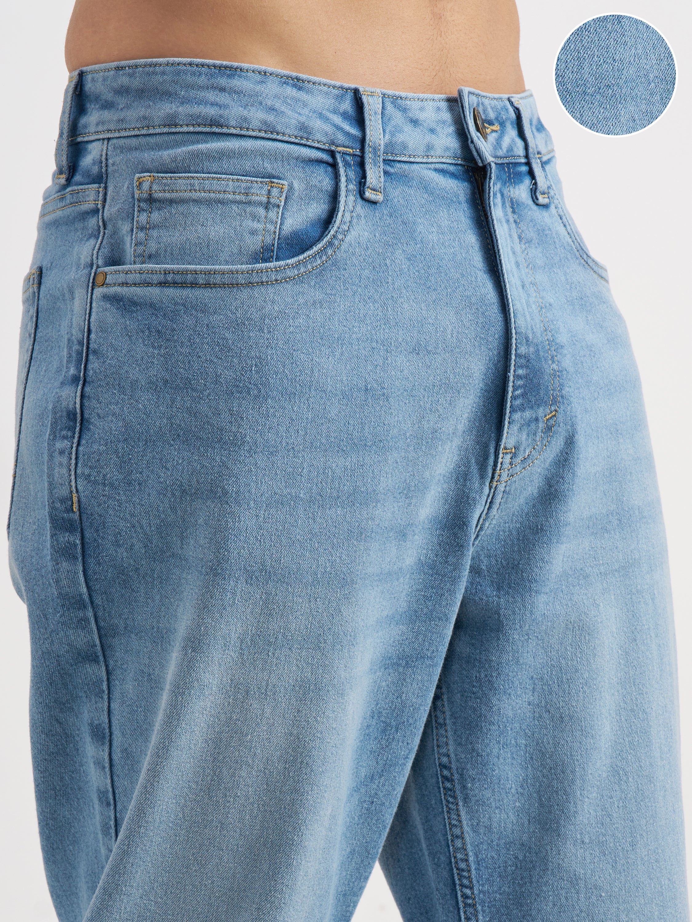 Purple By Highlander Men Blue Straight Fit Stretchable Jeans - Blue - Image 5