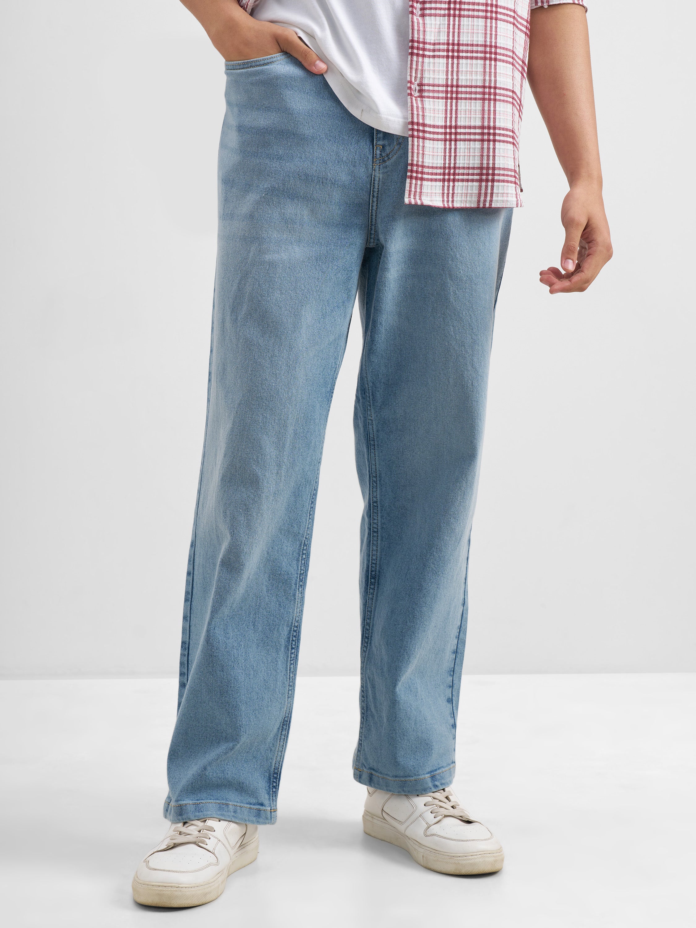 Purple By Highlander Men Blue Loose Fit Stretchable Jeans - Blue - Image 1